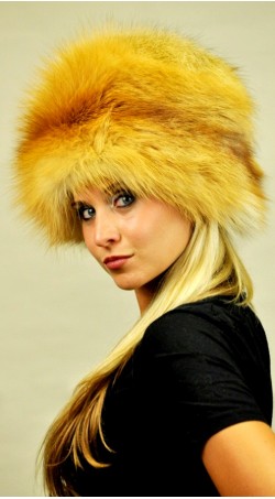 Golden fox fur hat